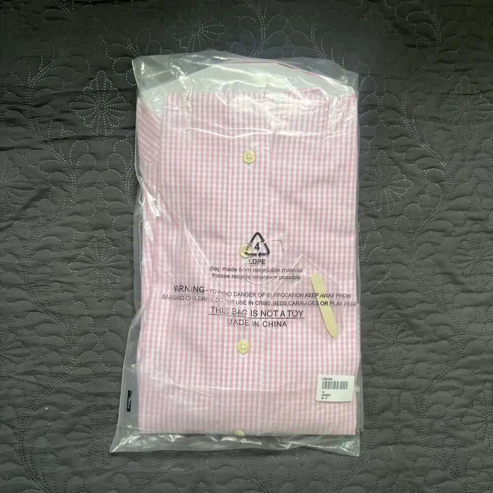 Paul Fredrick Non-Iron Two Ply Cotton Pinpoint Pink Shirt Monogrammed EDE 16-34